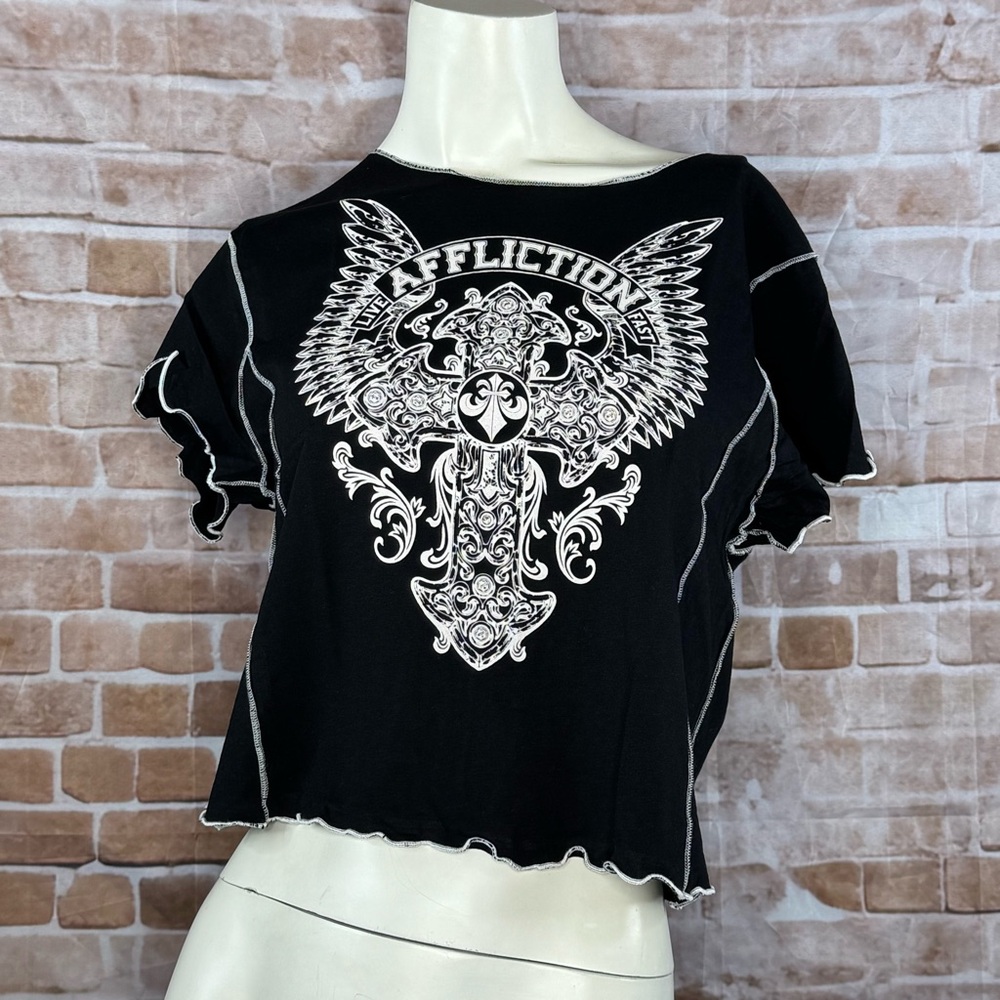 Affliction Women’s Graphic Baby Tee -Size: XL- NWOT